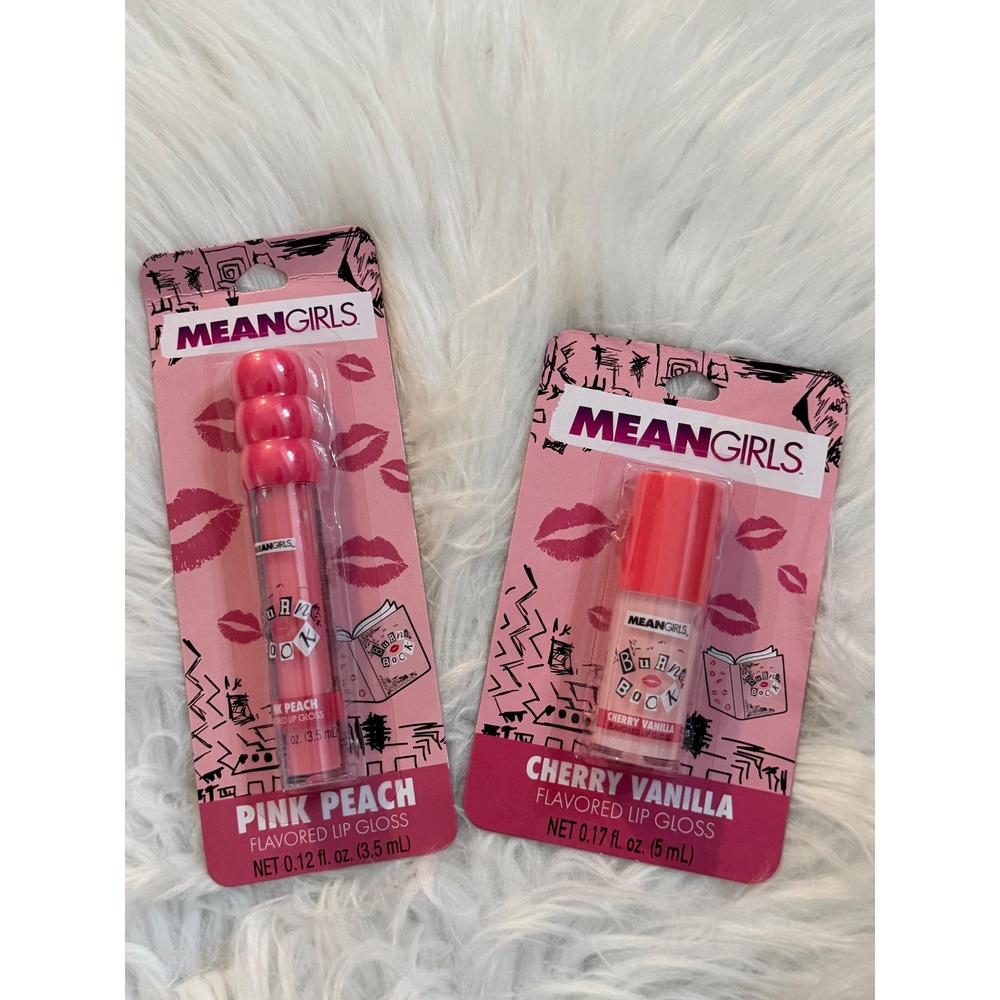 Mean Girls Burn Book Lip Gloss Duo Pink Peach & Cherry Vanilla Taste Beauty NEW